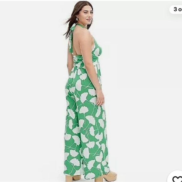 Diane Von Furstenberg Target maxi halter jumpsuit white green M - Picture 2 of 8